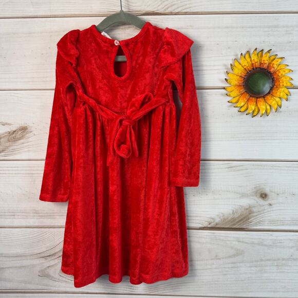 Birdie Bean Red Velvet Twirl Dress Girls 4T - Picture 2 of 3